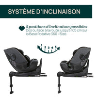 Siège-Auto Groupe 0+/1/2/3 Bi-Seat Air & Base Rotative 360 i-Size (40-150 cm) - Graphite - Mode Bébé Claye