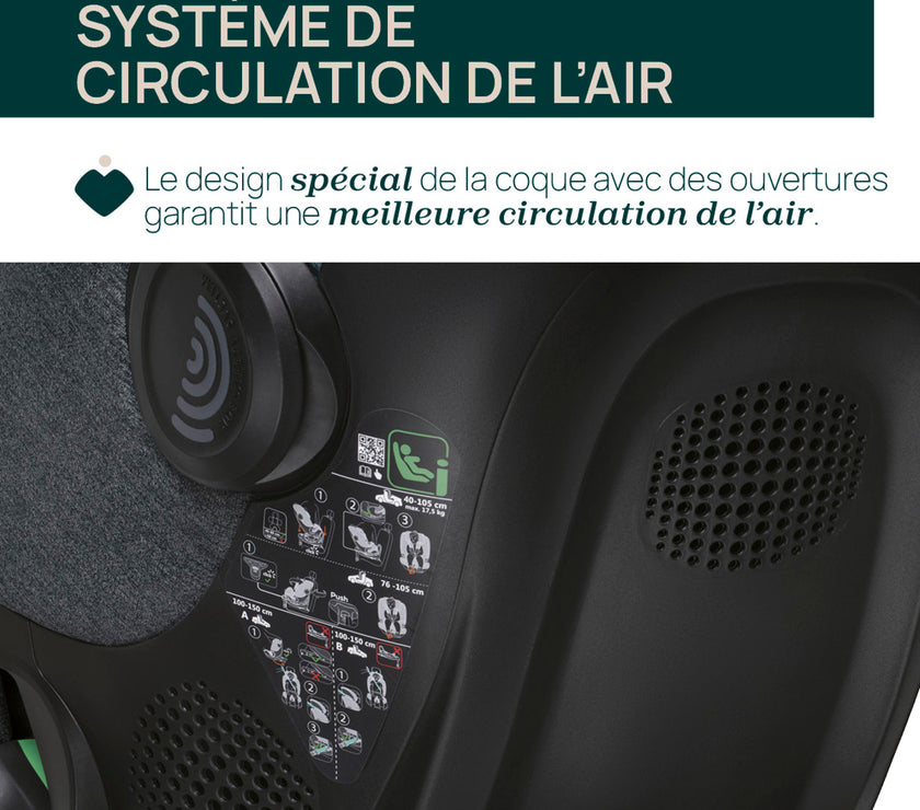 Siège-Auto Groupe 0+/1/2/3 Bi-Seat Air & Base Rotative 360 i-Size (40-150 cm) - Graphite - Mode Bébé Claye