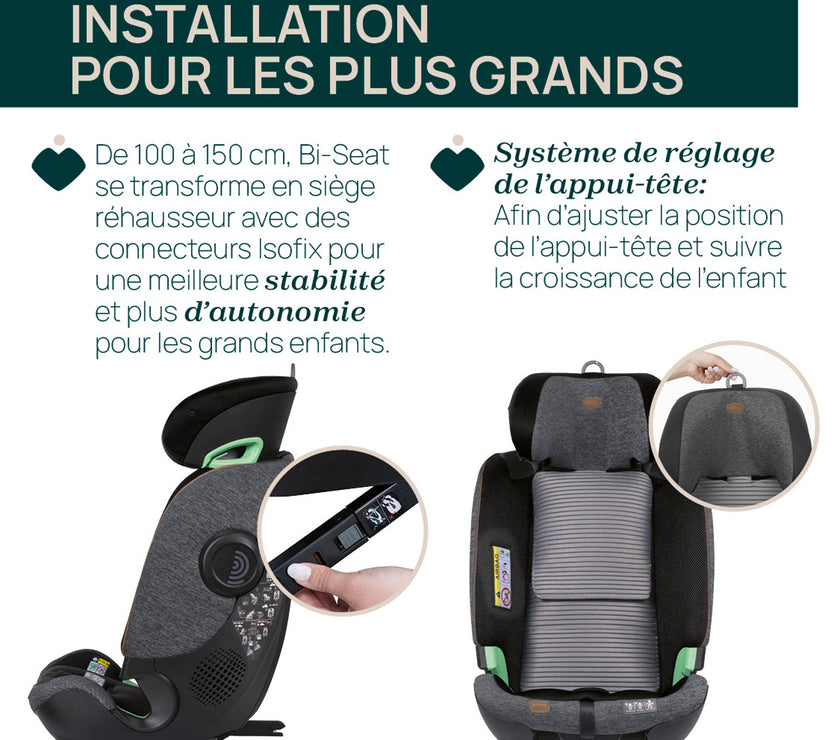 Siège-Auto Groupe 0+/1/2/3 Bi-Seat Air & Base Rotative 360 i-Size (40-150 cm) - Graphite - Mode Bébé Claye