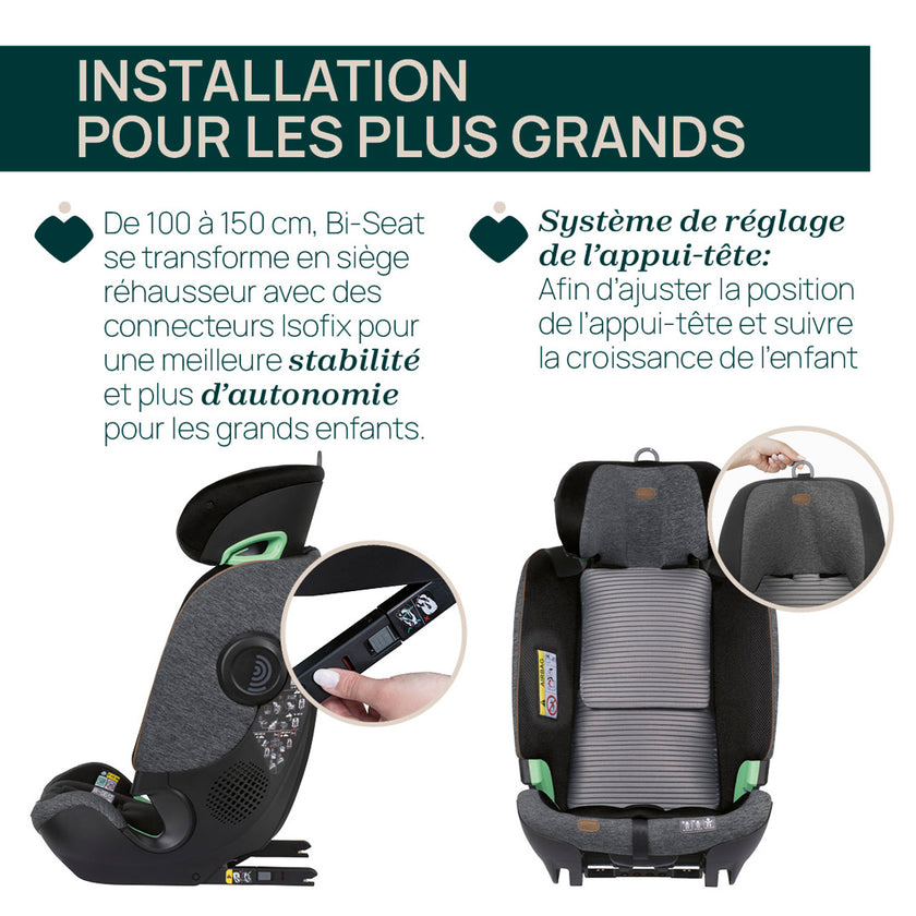 Siège-Auto Groupe 0+/1/2/3 Bi-Seat Air & Base Rotative 360 i-Size (40-150 cm) - Graphite - Mode Bébé Claye