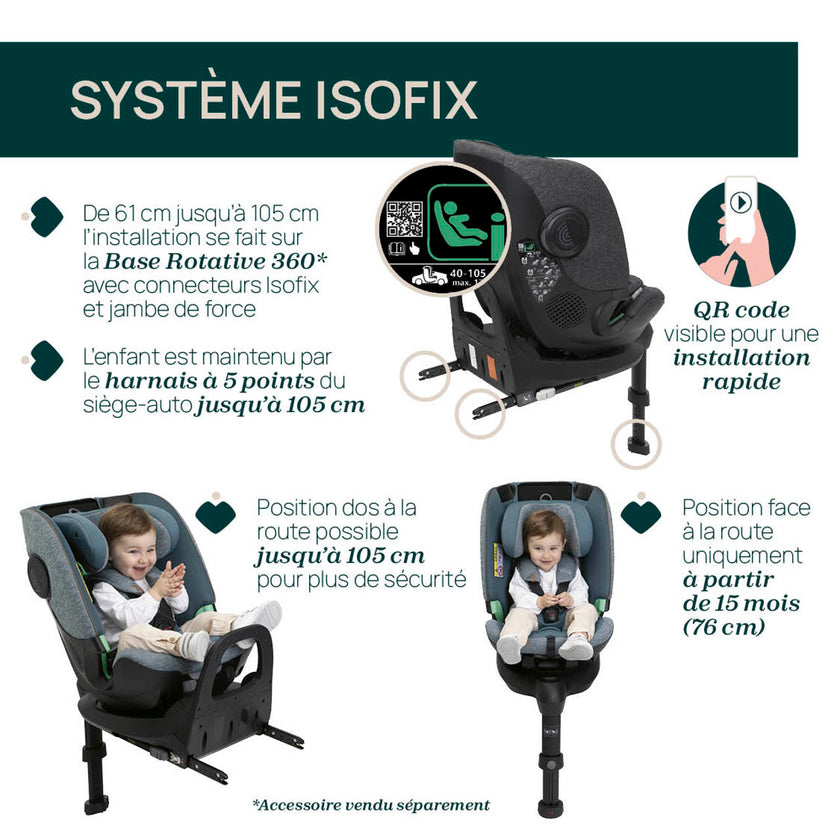 Siege Auto Groupe 0+/1/2/3 Bi-Seat i-Size Air (61-150 cm) - Noir - Mode Bébé Claye