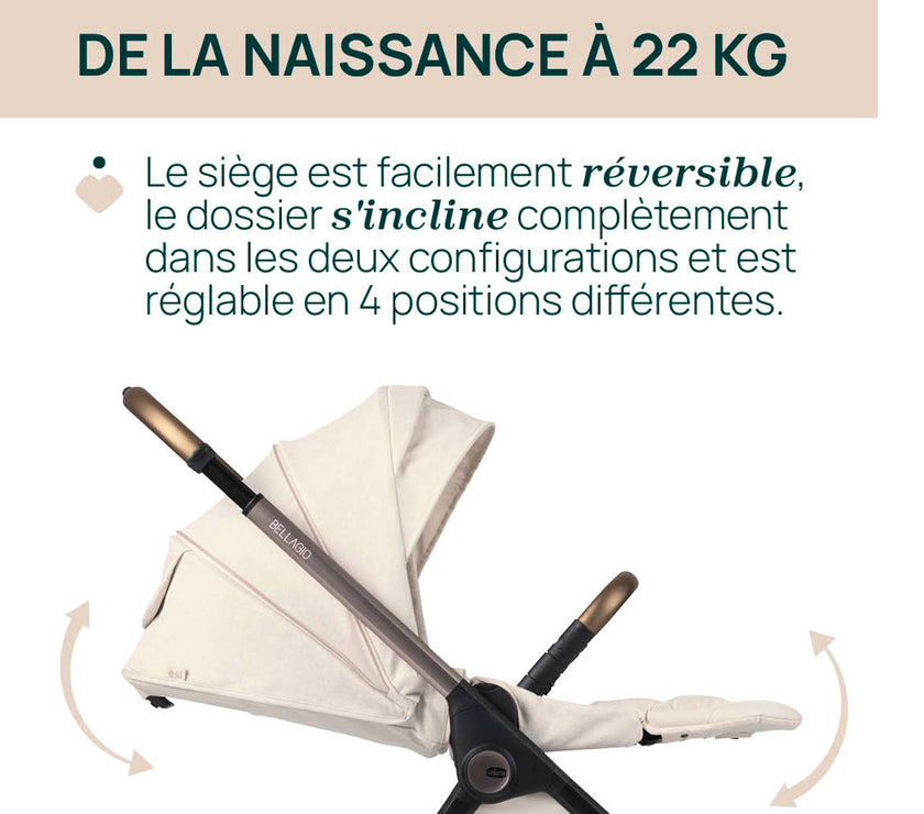Solution complète Bellagio - First-Seat Recline i-Size et Bi-Seat avec base - Fir Tree - Mode Bébé Claye