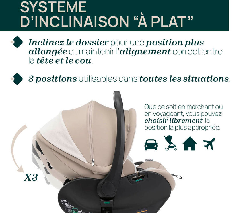 Solution complète Bellagio - First-Seat Recline i-Size et Bi-Seat avec base - Fir Tree - Mode Bébé Claye