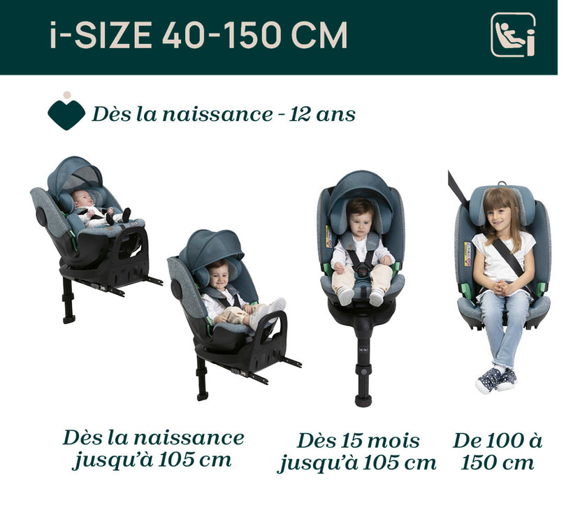 Solution complète Bellagio - First-Seat Recline i-Size et Bi-Seat avec base - Fir Tree - Mode Bébé Claye