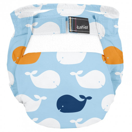 Kushies - Ultra-Lite Newborn (2-4kg) Whale Washable Diaper