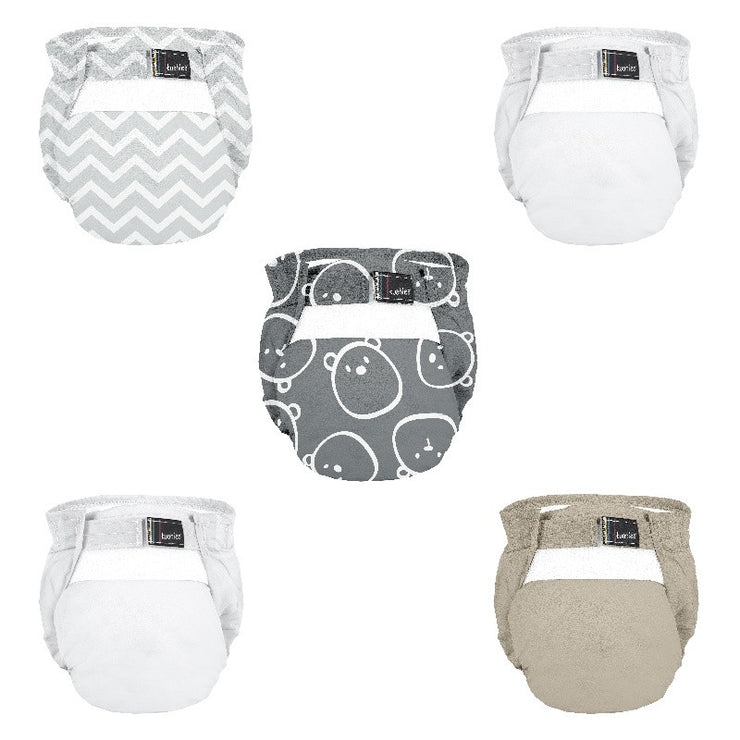Kushies Lot de 5 couches lavables Ultra-Lite Bébé (4-10kg) - Ourson