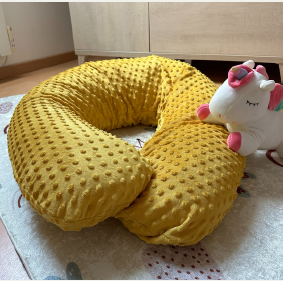 Coussin d'allaitement 205 cm en polyester velours - Moutarde - Mode Bébé Claye