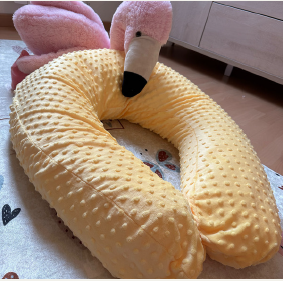 Coussin d'allaitement 205 cm en polyester velours - Moutarde