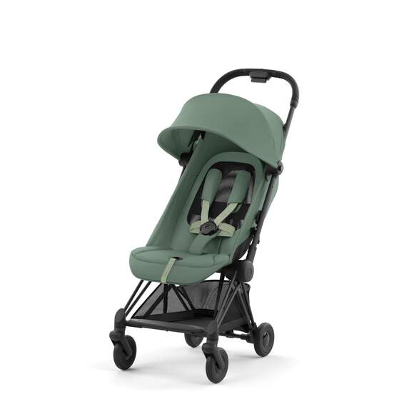 Coya Matt Black Leaf Green Kinderwagen