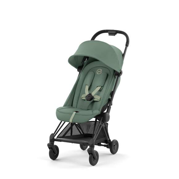 Coya Matt Black Leaf Green Kinderwagen