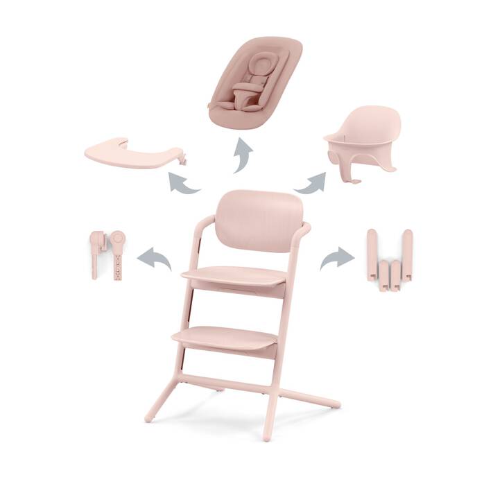 Chaise Haute Lemo 4en1 - Pearl Pink
