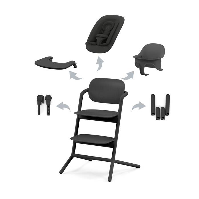 Chaise Haute Lemo 4en1 - Stunning Black