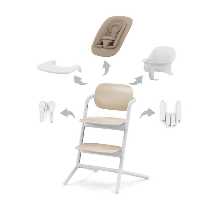 Chaise Haute Lemo 4en1 - Sand White - Mode Bébé Claye