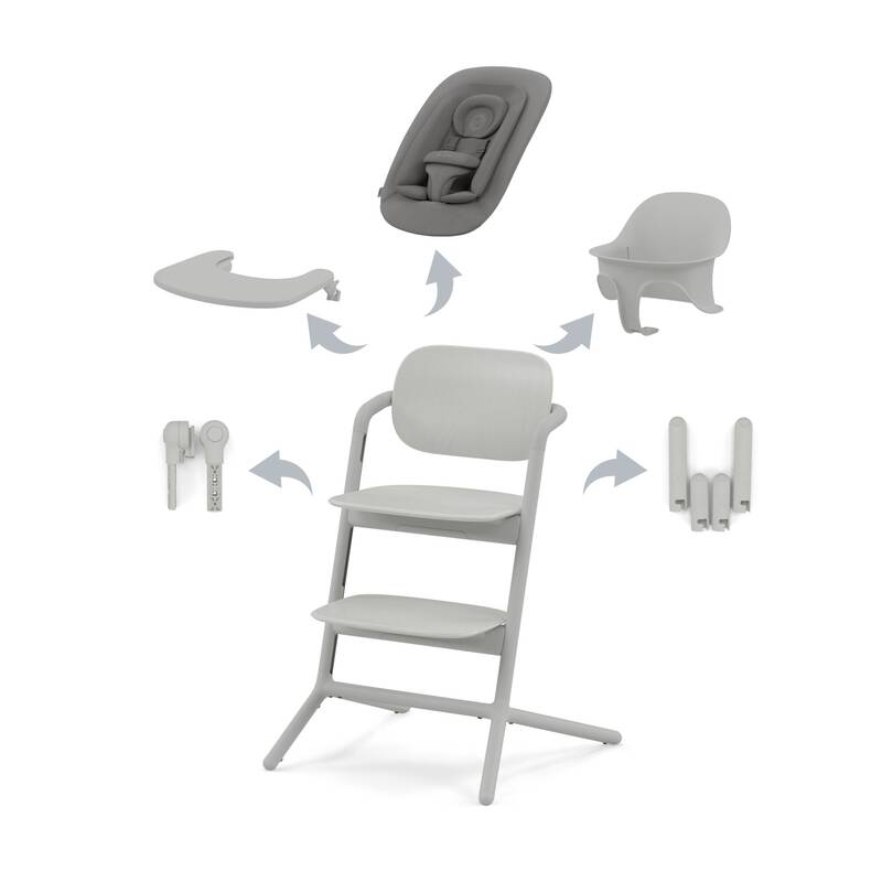 Chaise Haute Lemo 4en1 - Suede Grey - Mode Bébé Claye