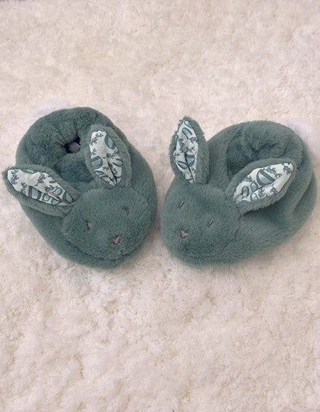 DOUDOU LAPIN - Coffret Chaussons et Doudou Vert Sauge