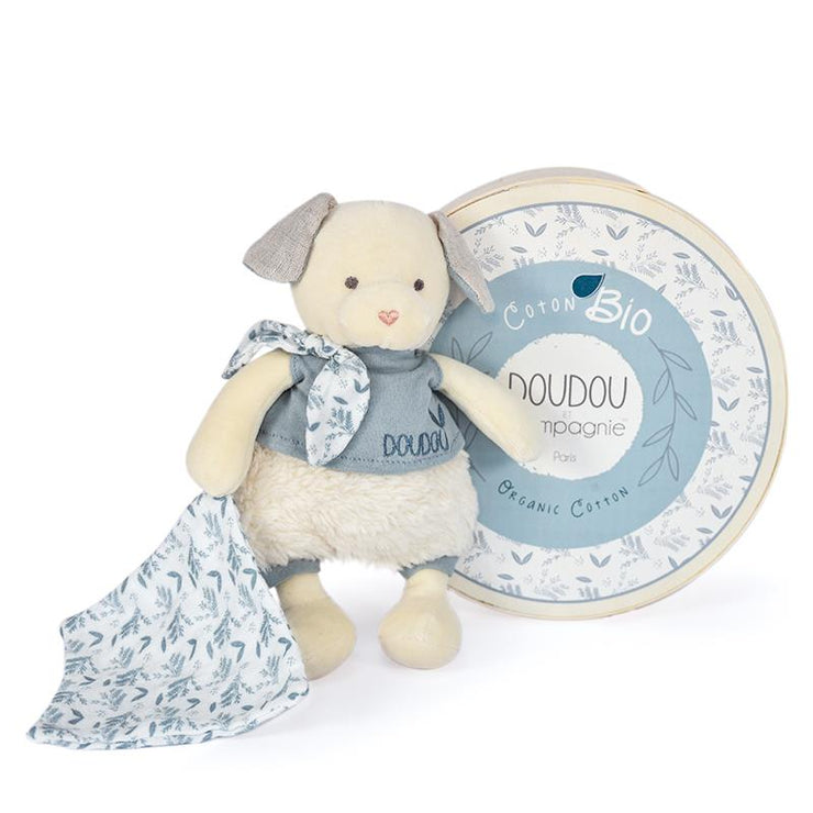 DOUDOU BOTANIC BIO - Chien MM avec doudou BLEU - Mode Bébé Claye