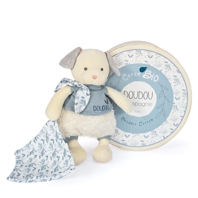DOUDOU BOTANIC BIO - Chien MM avec doudou BLEU - Mode Bébé Claye