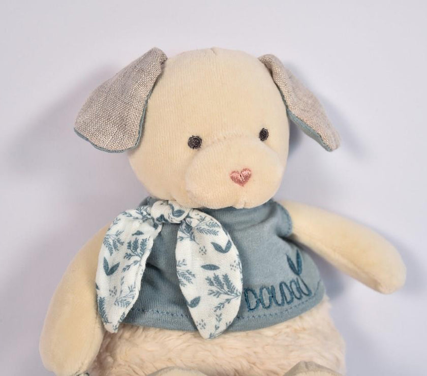 DOUDOU BOTANIC BIO - Chien MM avec doudou BLEU - Mode Bébé Claye
