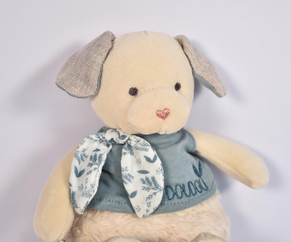 DOUDOU BOTANIC BIO - Chien MM avec doudou BLEU - Mode Bébé Claye