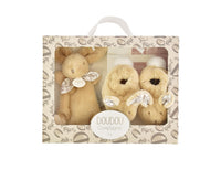 DOUDOU LAPIN - Coffret Chaussons et Doudou Beige - Mode Bébé Claye