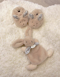DOUDOU LAPIN - Coffret Chaussons et Doudou Beige - Mode Bébé Claye