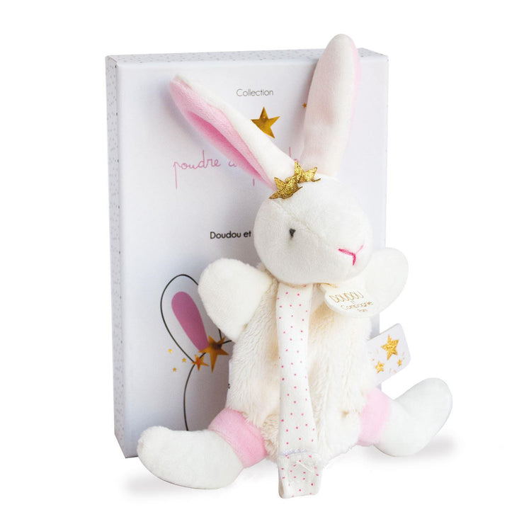 Doudou Lapin Etoile Rose avec attache-sucette - Mode Bébé Claye