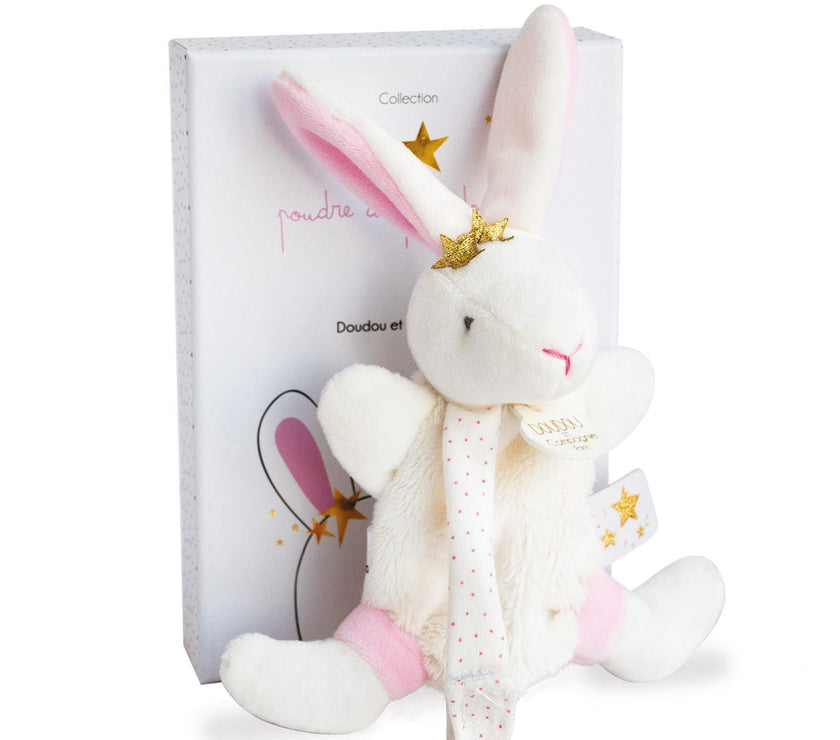 Doudou Lapin Etoile Rose avec attache-sucette - Mode Bébé Claye