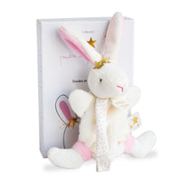 Doudou Lapin Etoile Rose avec attache-sucette - Mode Bébé Claye