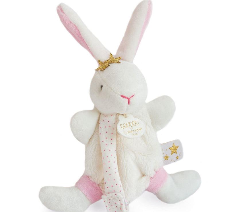 Doudou Lapin Etoile Rose avec attache-sucette - Mode Bébé Claye