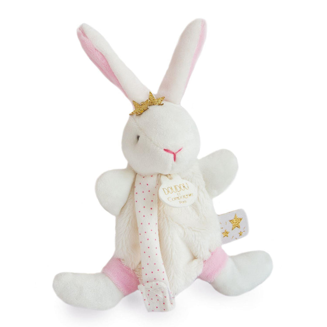 Doudou Lapin Etoile Rose avec attache-sucette - Mode Bébé Claye