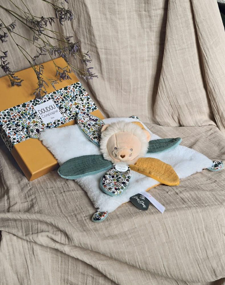 Doudou LION blanc avec pétales - BOH'AIME - Mode Bébé Claye