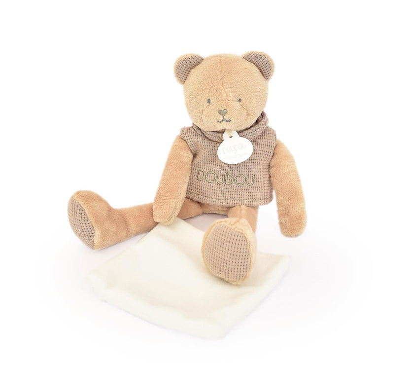 Doudou Ours marron avec mouchoir - Sweety - Mode Bébé Claye