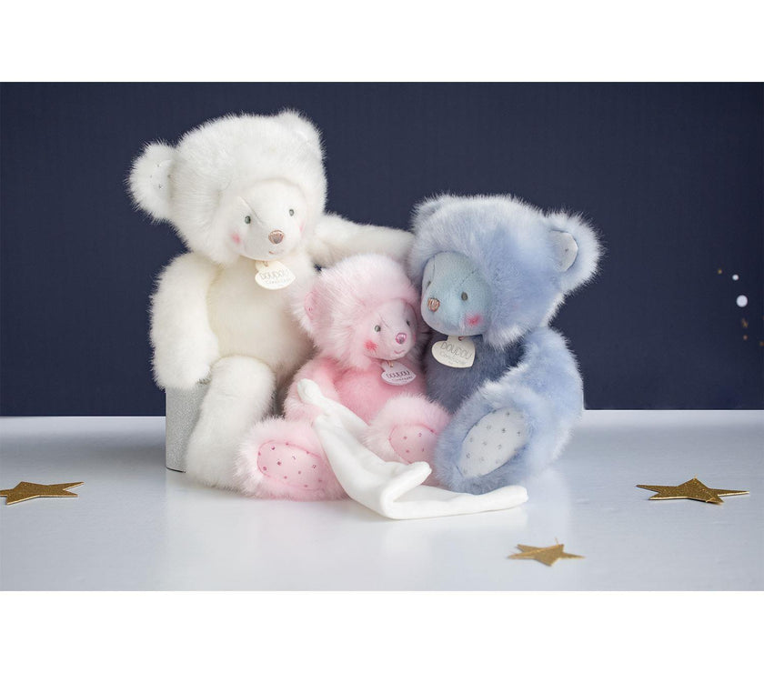 Doudou Ours Rose avec mouchoir 20 cm - Mode Bébé Claye