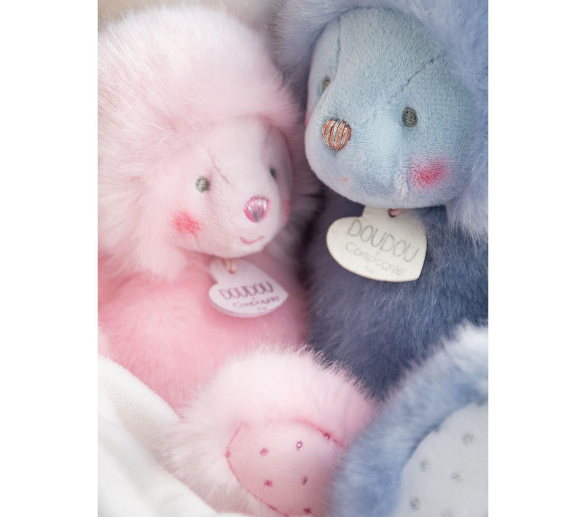 Doudou Ours Rose avec mouchoir 20 cm - Mode Bébé Claye