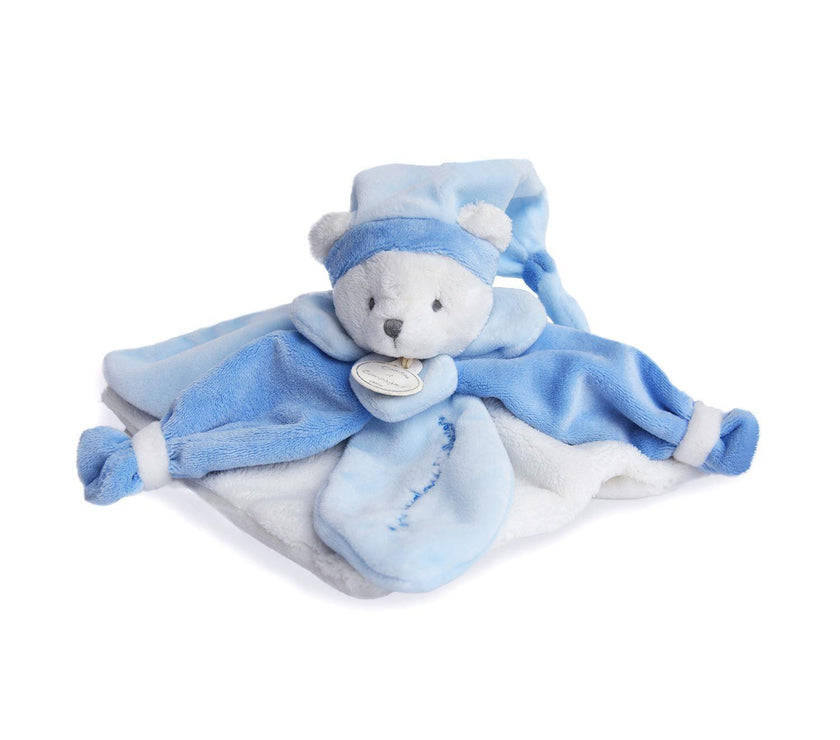Doudou plat Ours Collector bleu - 24 cm - Mode Bébé Claye