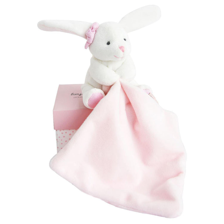 Lapin Mouchoir Rose Boîte Fleur - Mode Bébé Claye