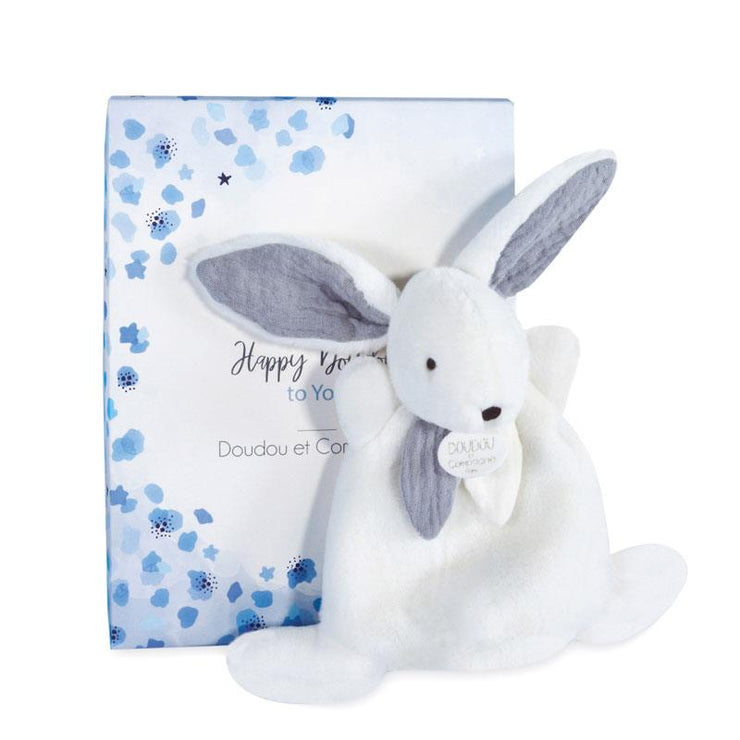Mini Doudou  Lapin Happy Glossy Bleu - 17 cm - Mode Bébé Claye