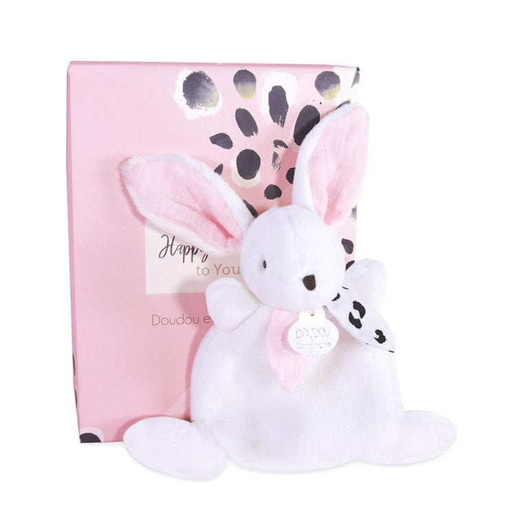 Mini Doudou Lapin Happy Glossy Rose - 17 cm - Mode Bébé Claye