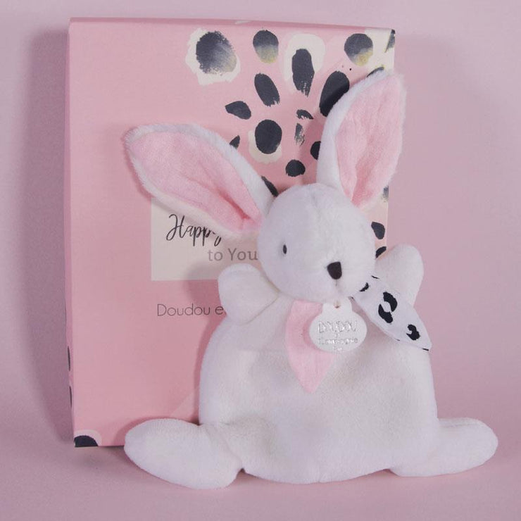 Mini Doudou Lapin Happy Glossy Rose - 17 cm - Mode Bébé Claye