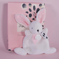 Mini Doudou Lapin Happy Glossy Rose - 17 cm - Mode Bébé Claye