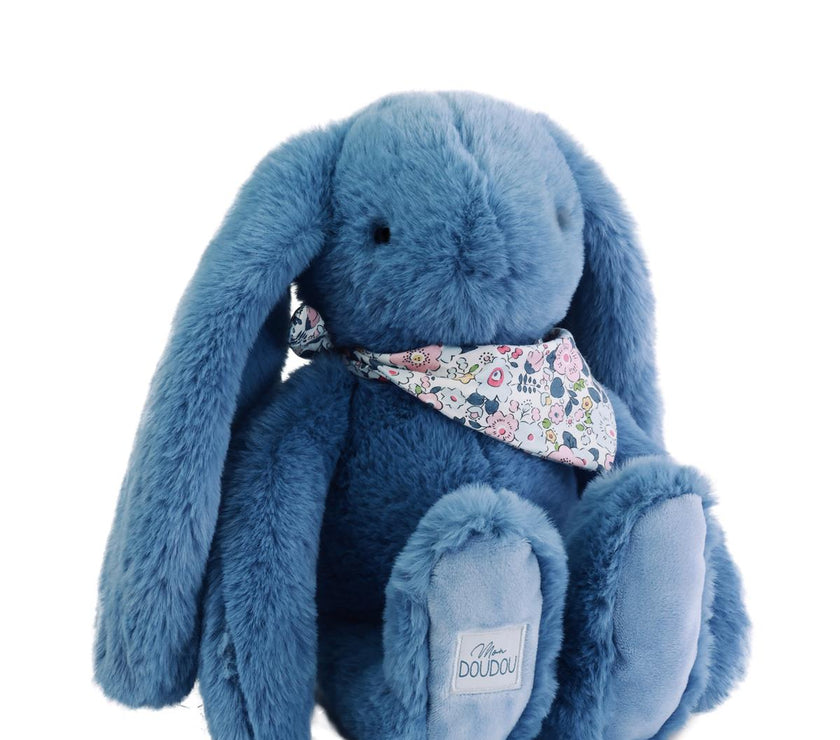 Peluche LAPIN FLEURETTE -Bleu 35 cm - Mode Bébé Claye