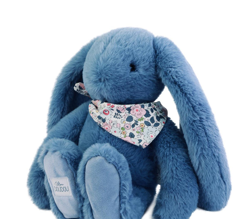 Peluche LAPIN FLEURETTE -Bleu 35 cm - Mode Bébé Claye