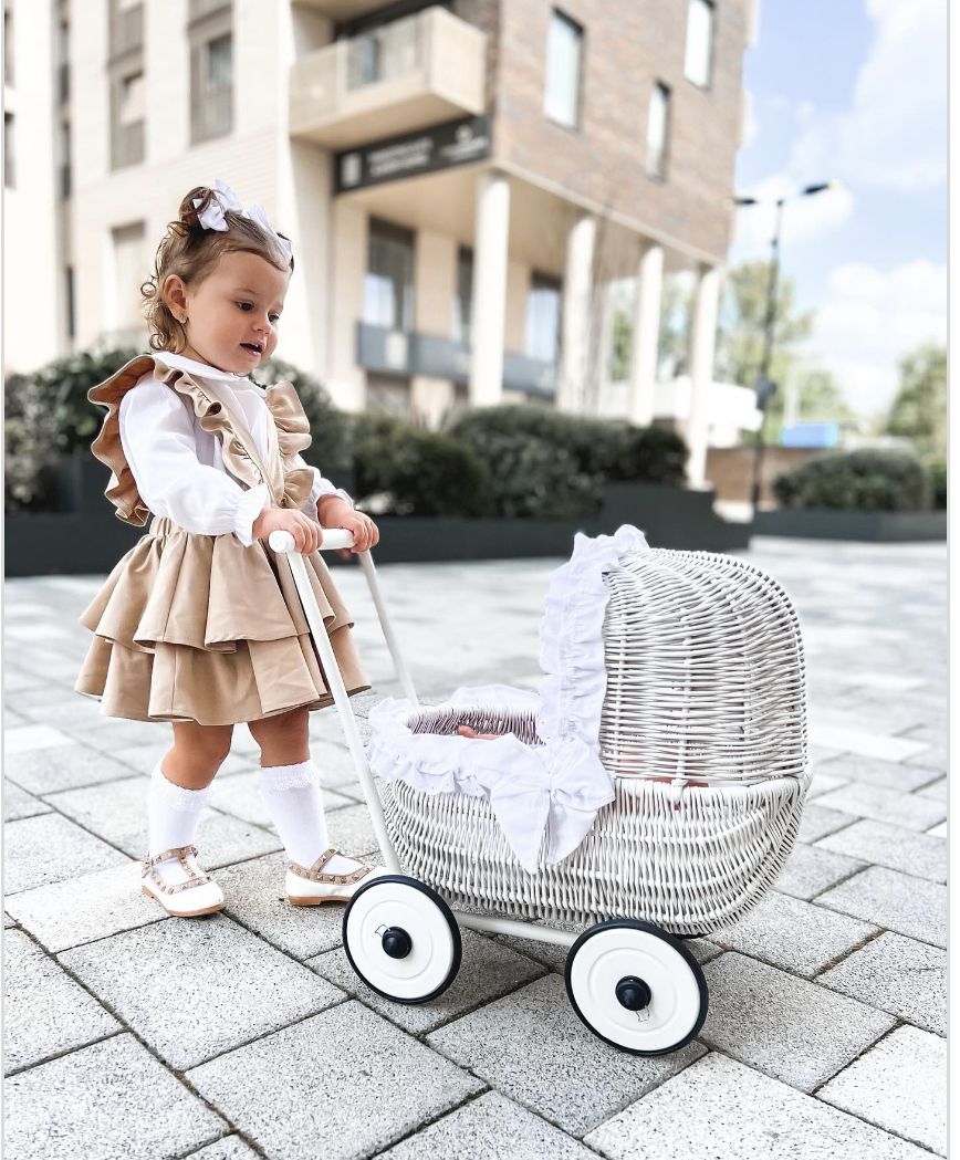 Grey dolls pram stroller