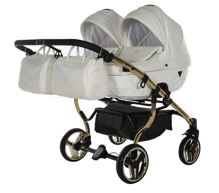Poussette Double Junama Fluo Individual - Blanc/Or - Mode Bébé Claye