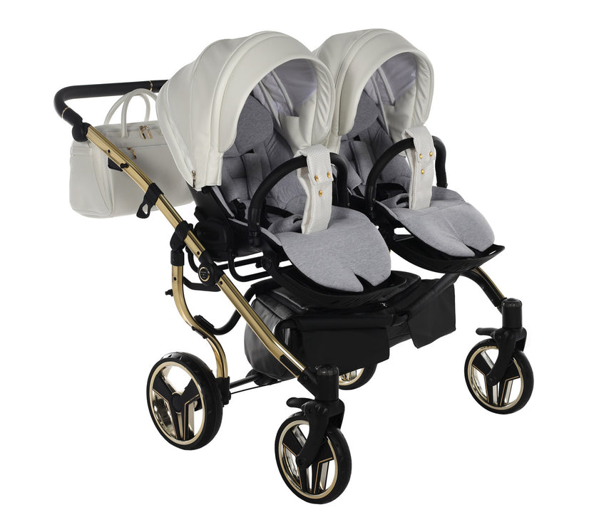 Poussette Double Junama Fluo Individual - Blanc/Or - Mode Bébé Claye