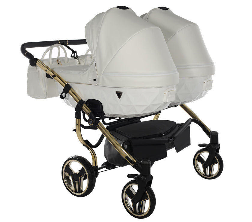 Poussette Double Junama Fluo Individual - Blanc/Or - Mode Bébé Claye