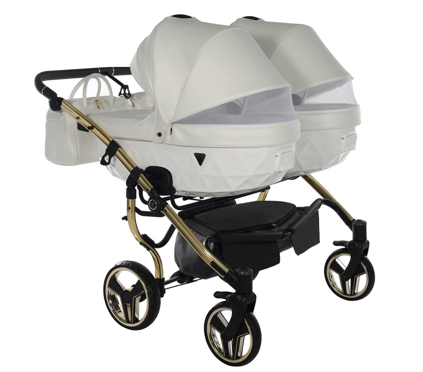 Poussette Double Junama Fluo Individual - Blanc/Or - Mode Bébé Claye