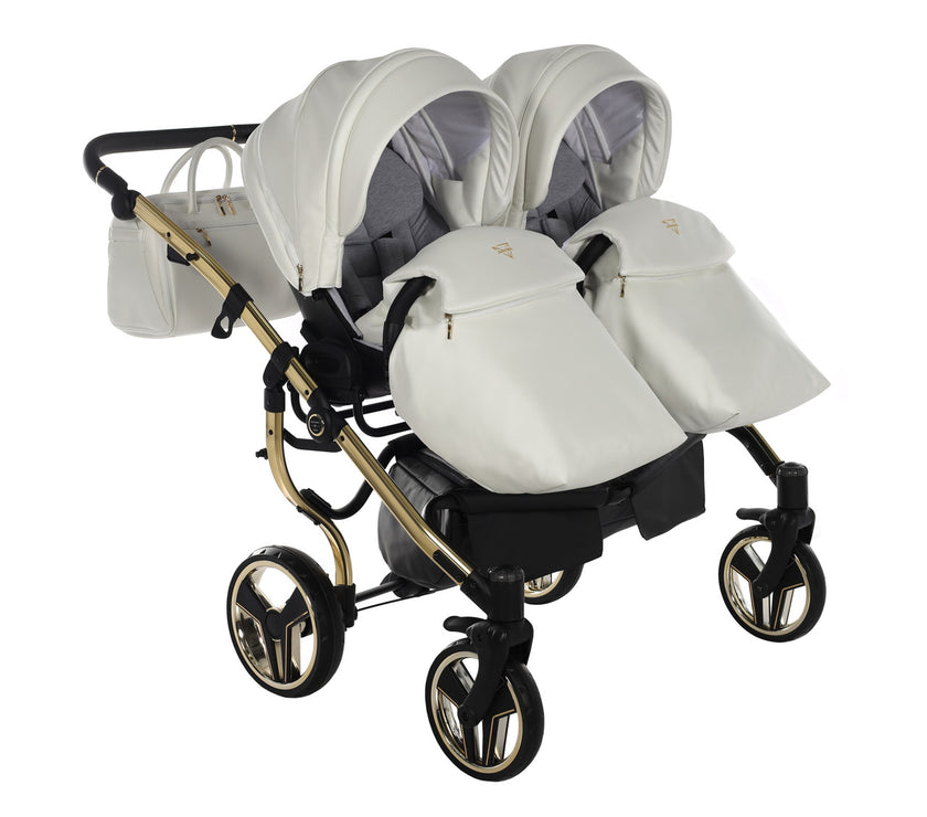 Poussette Double Junama Fluo Individual - Blanc/Or - Mode Bébé Claye