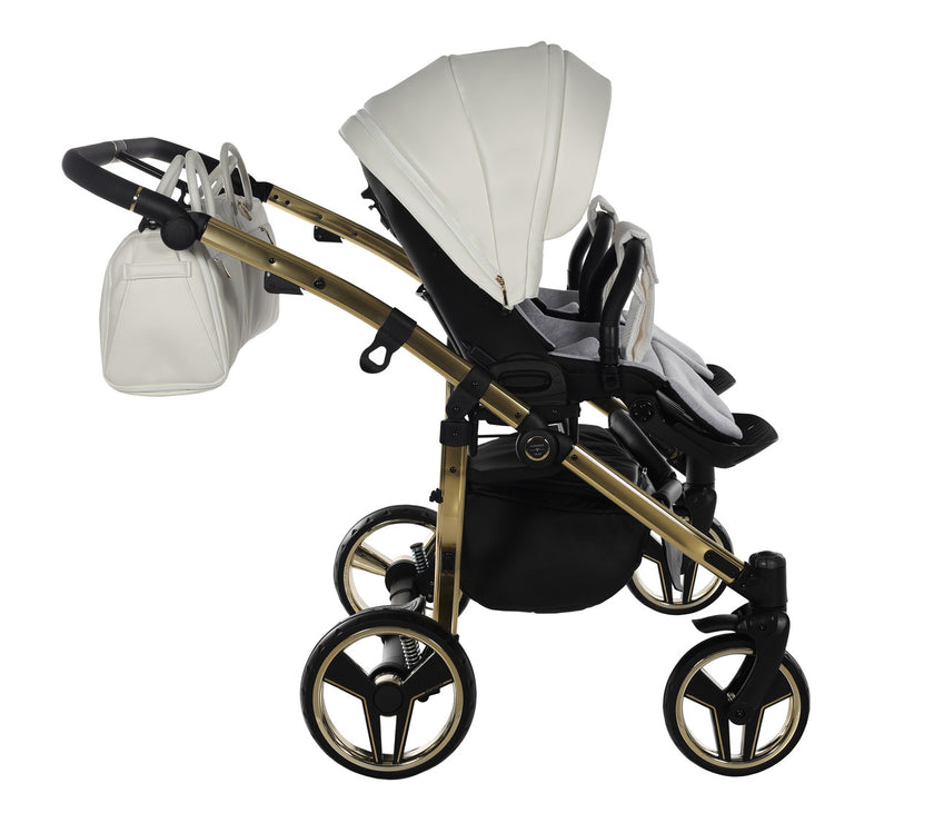 Poussette Double Junama Fluo Individual - Blanc/Or - Mode Bébé Claye