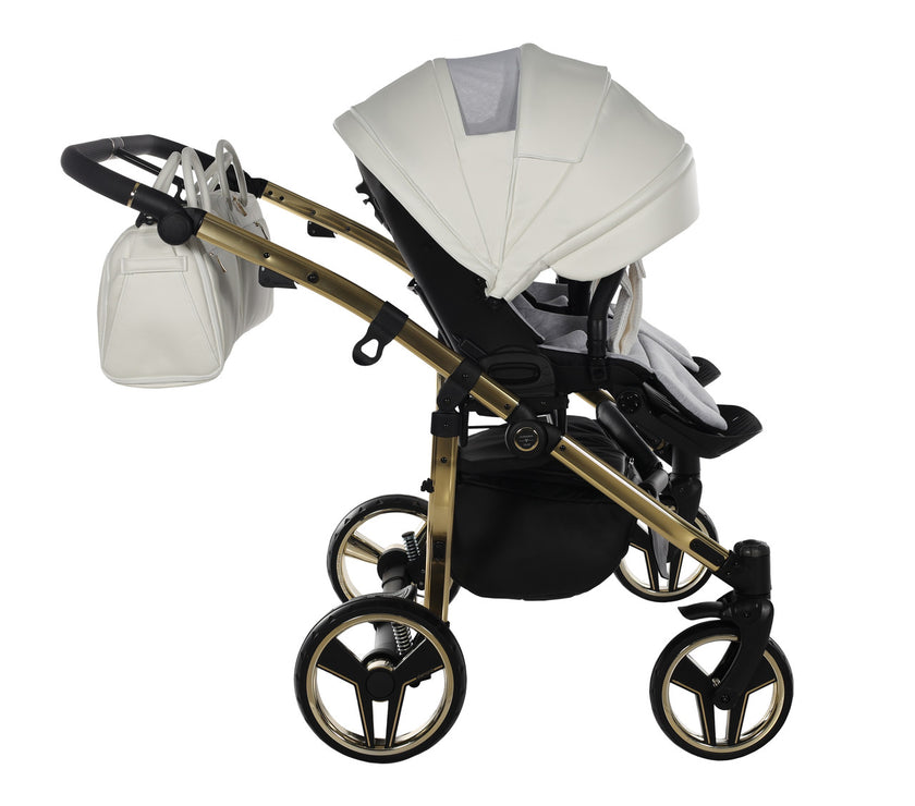 Poussette Double Junama Fluo Individual - Blanc/Or - Mode Bébé Claye